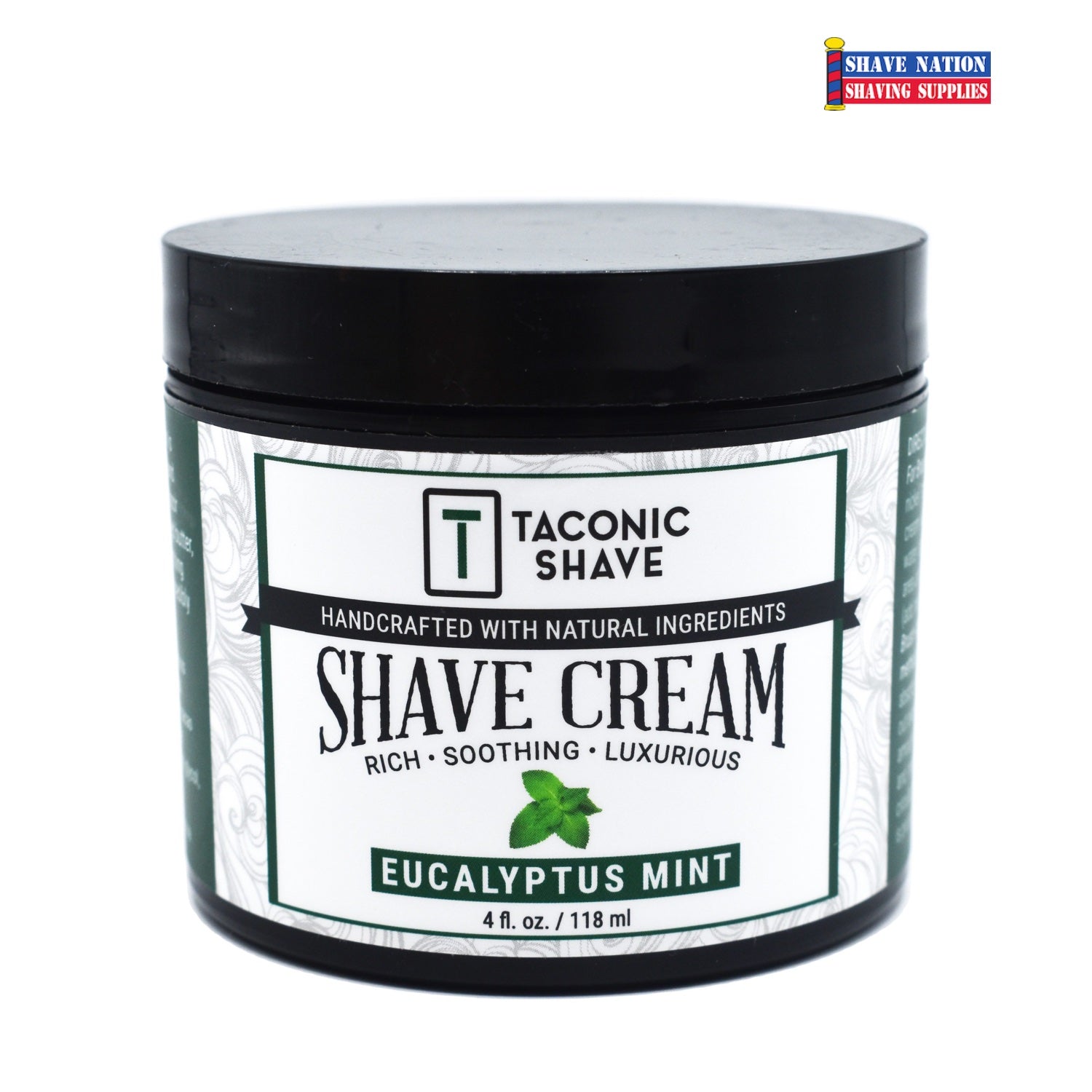 Taconic Eucalyptus Mint Shaving Cream for Men - Natural & Soothing Shave Gel with Cooling Menthol - Perfect for Sensitive Skin & Close Shaves at Home or Travel