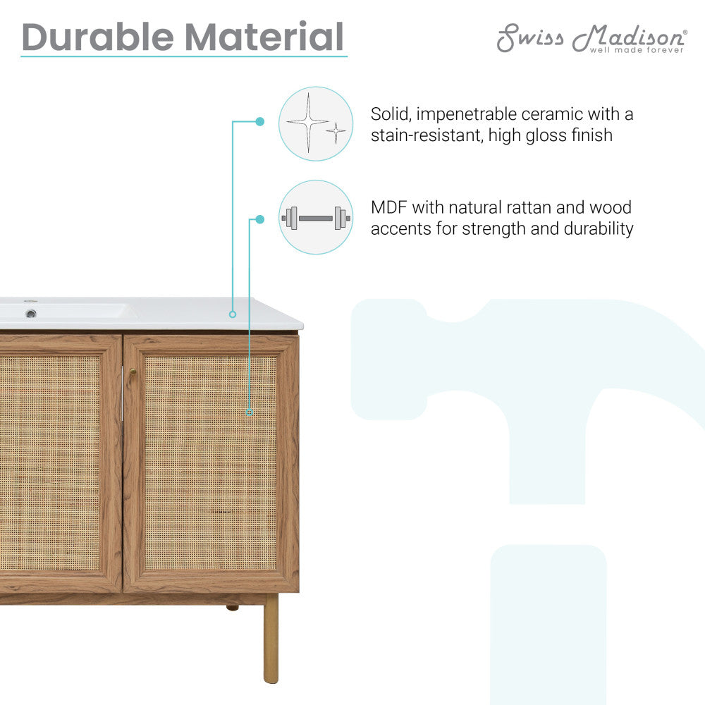 48 Inch Freestanding Bathroom Vanity with Sink Top - Golden Oak Finish for Modern Bathroom Decor | Perfect for Master Bath, Guest Bath & Small Space Remodeling