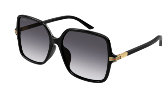 Gucci GG1448SA 001 Black/Grey Oversized Square Gradient Sunglasses for Women - UV Protection Luxury Fashion Shades for Beach, Driving & Outdoor Activities