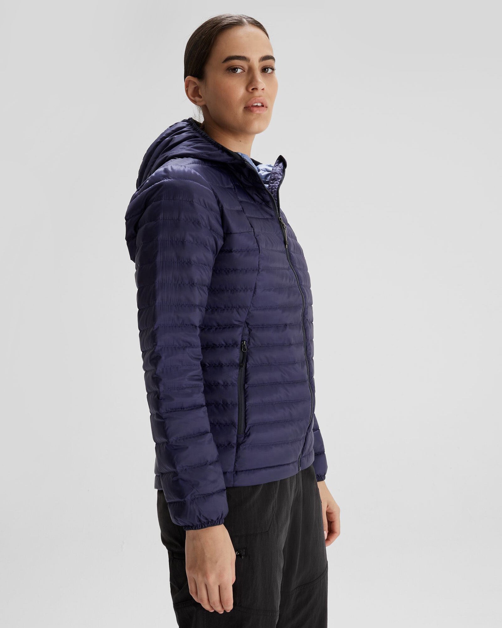 Women's Heli R Hooded Down Jacket - Dark Horizon | Lightweight Winter Coat for Outdoor Activities, Hiking & Travel