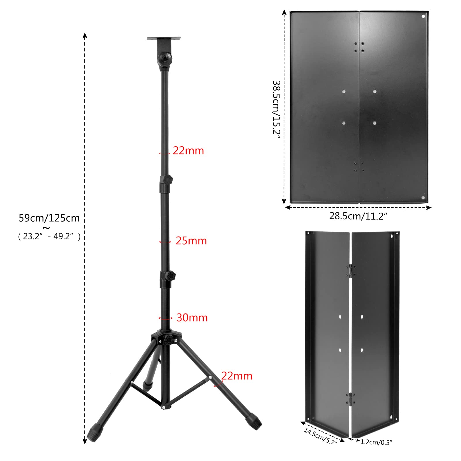 AKOZLIN Adjustable Tripod Stand for Projector, Laptop & DJ Equipment - Foldable & Portable 23.2