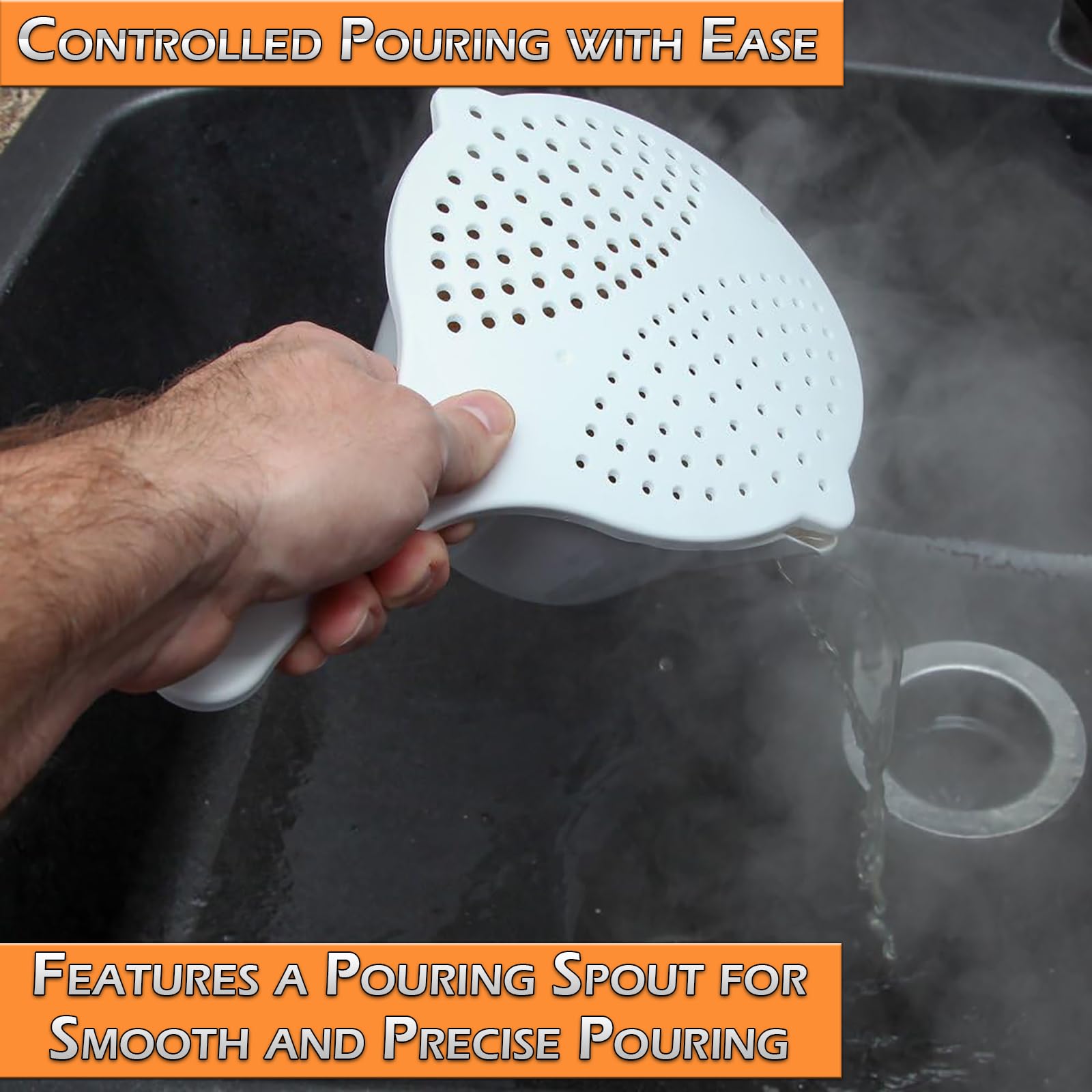 Home-X Microwave Cooking Pot with Strainer Lid - BPA-Free Microwave Steamer for Vegetables, Pasta & Macaroni | Perforated Lid & Pouring Spout for Easy Cooking | Perfect for Quick Meals, Healthy Eating & Meal Prep
