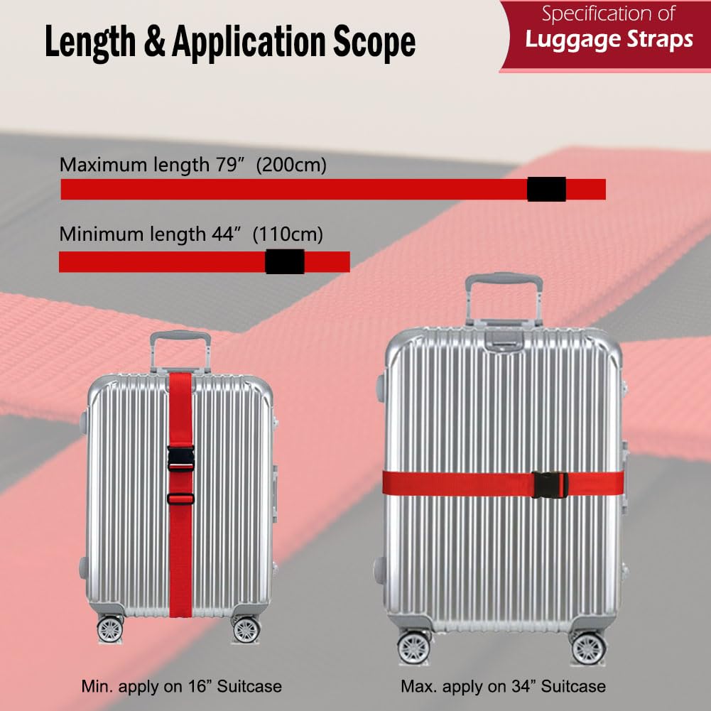 Heavy Duty Adjustable Luggage Straps for Suitcases, Duffel Bags & Travel Cases - 79