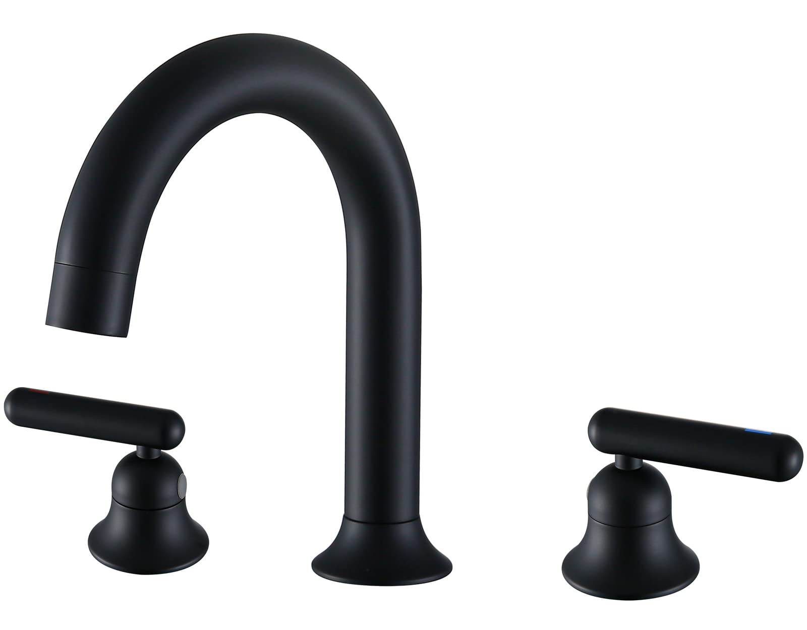 Matte Black Bathroom Faucet 3 Hole - Solid Brass Vanity Faucet Lead-Free 2-Handle Deck Mount - Perfect for Modern Bathroom Sink & Vanity Installation