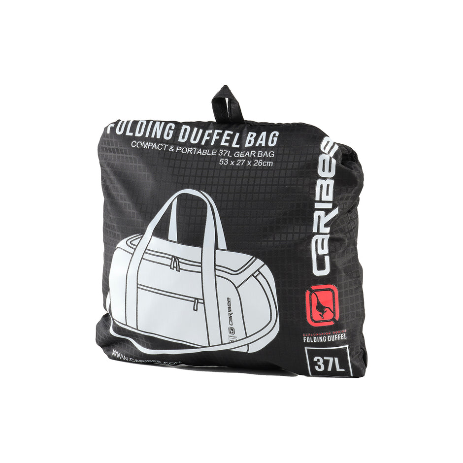Caribee 1212 Folding 37L Duffle Bag - Black | Water-Resistant Travel Duffel for Gym, Camping & Weekend Getaways