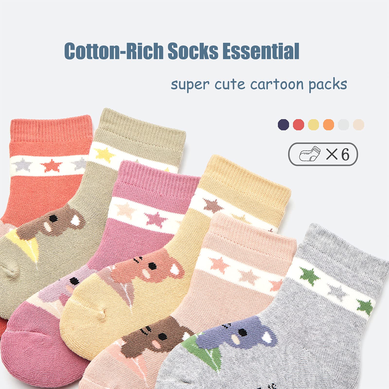 **Boys Winter Socks - 6 Pairs Warm Thermal Terry Crew Socks for Kids | Cozy & Durable Cold Weather Socks for School, Outdoor Play & Snow Days**