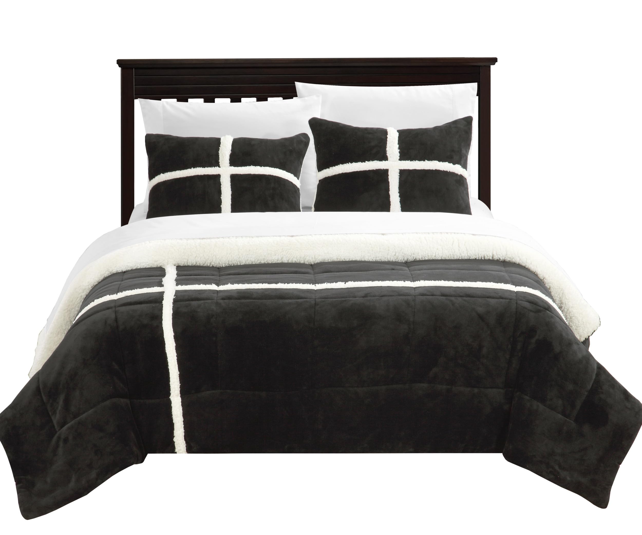 Chic Home 2-Piece Chloe Sherpa Comforter Set - Twin XL, Soft Black Cozy Bedding for Winter Warmth | Perfect for Dorm Rooms, Guest Beds & Cold Weather Comfort