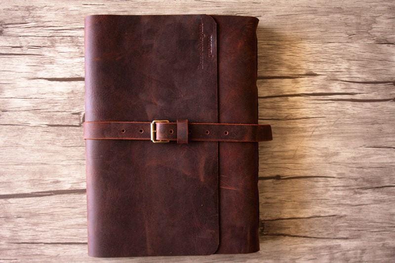 Handmade Leather Large Photo Album Scrapbook - Premium Wedding, Baby, Travel Memory Book for Cherished Moments