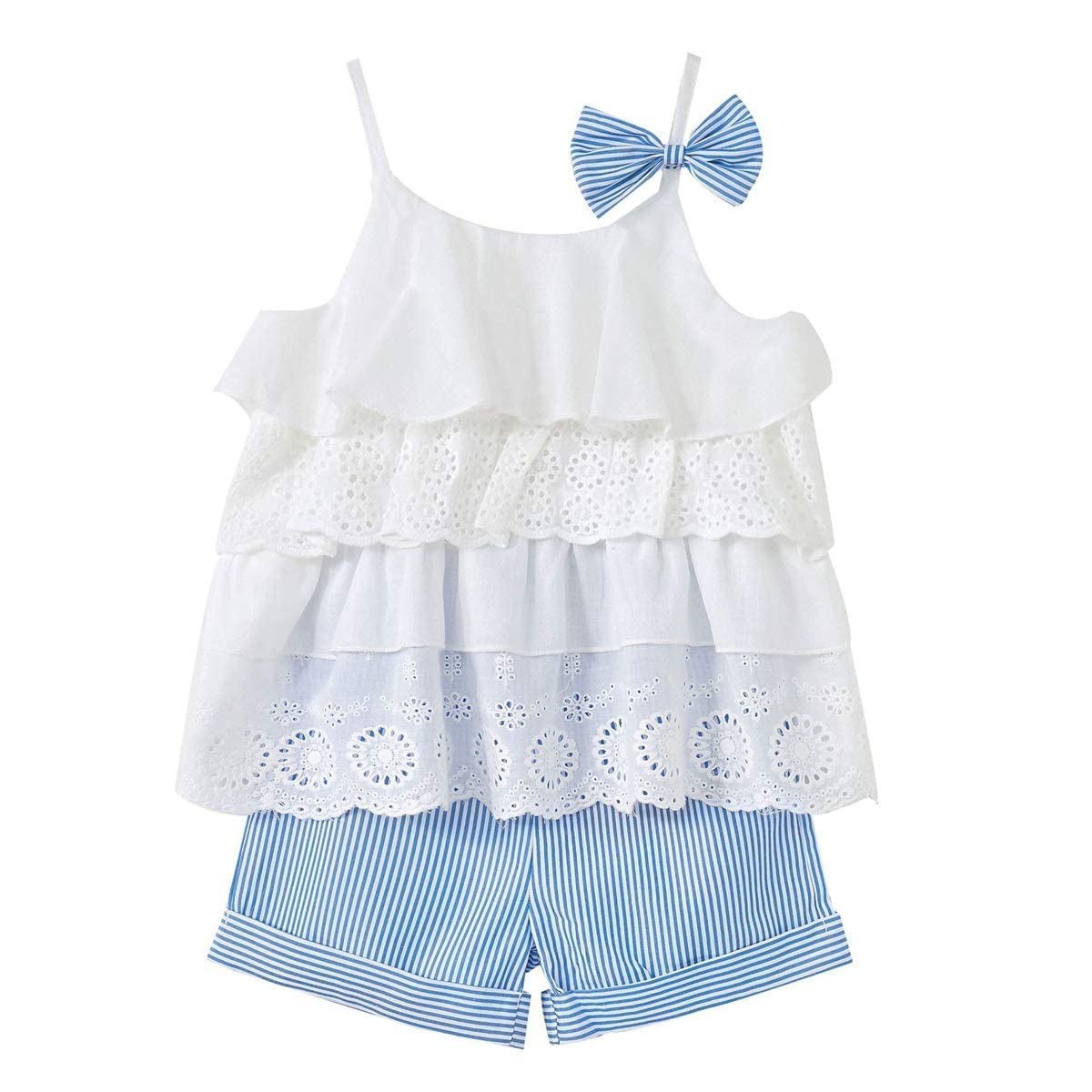 Adorable Toddler Baby Girls Summer Outfits - Ruffle Camisole & Dot Print Top with Casual Shorts | Cute Newborn Girl Clothing for Playdates & Outdoor Activities