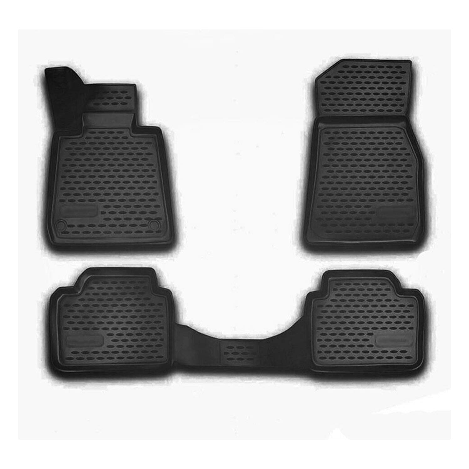 OMAC Custom Fit All-Weather Floor Mats for BMW 3 Series (E46) Sedan 1998-2007 - Heavy Duty 3D Liner Set (Front & 2nd Row) - Perfect for Daily Commuting, Road Trips & Winter Protection - Car & SUV Accessories (Black)