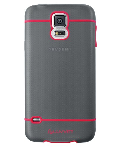 LUVVITT Hybrid Clear Samsung Galaxy S5 Case - Slim Protective Cover with Shock Absorption for Galaxy S5 (Transparent Black/Red) - Perfect for Everyday Use, Work & Outdoor Activities