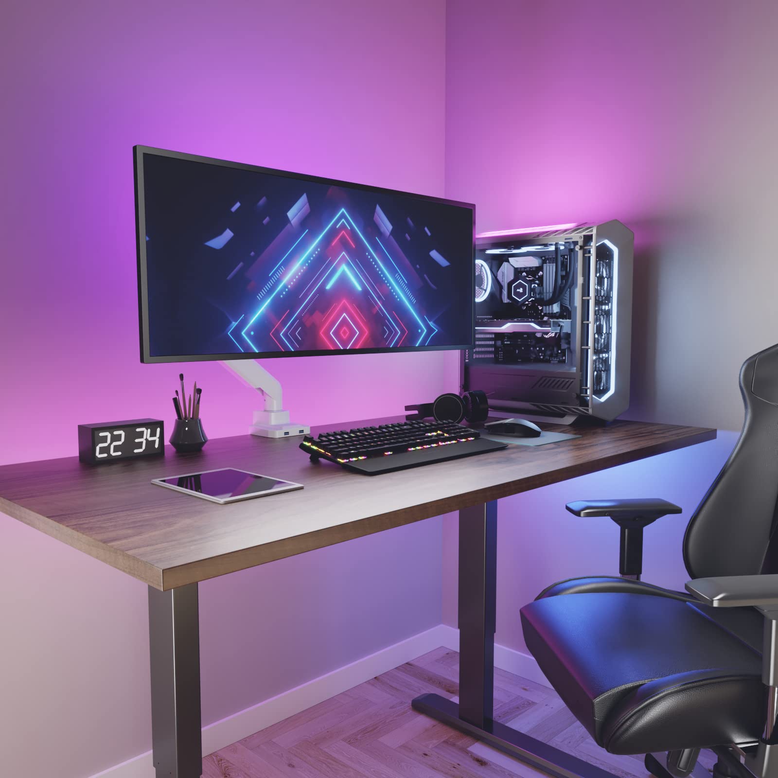WALI Adjustable Gas Spring Single Monitor Arm Stand - Heavy Duty Desk Mount for 35 Inch Screens up to 33lbs (GSMU001-W, White) | Perfect for Home Office, Gaming Setup & Workspace Ergonomics