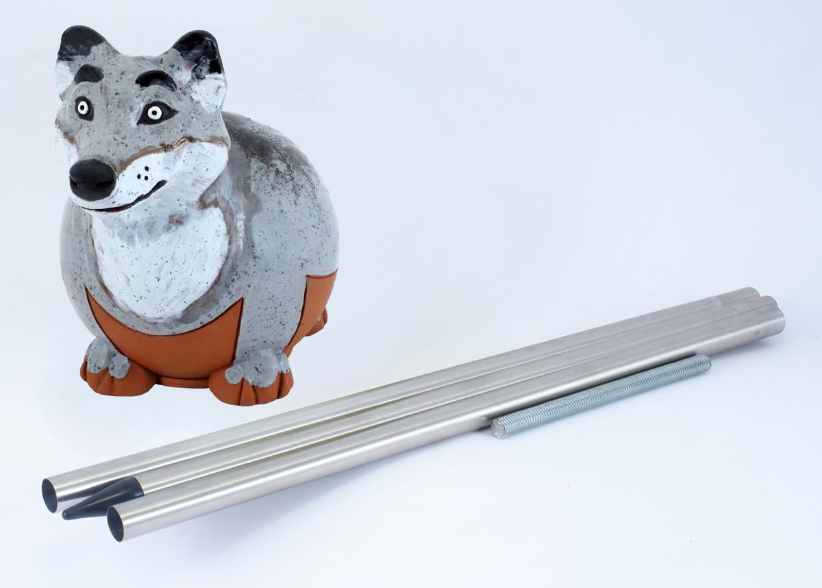 Handmade Frostproof Ceramic Wolf Lawn Stake - Unique Outdoor Garden Statue for Men & Women - Perfect Yard Decor & Gift for Garden Lovers - Ideal for Patio, Lawn & Backyard Landscaping