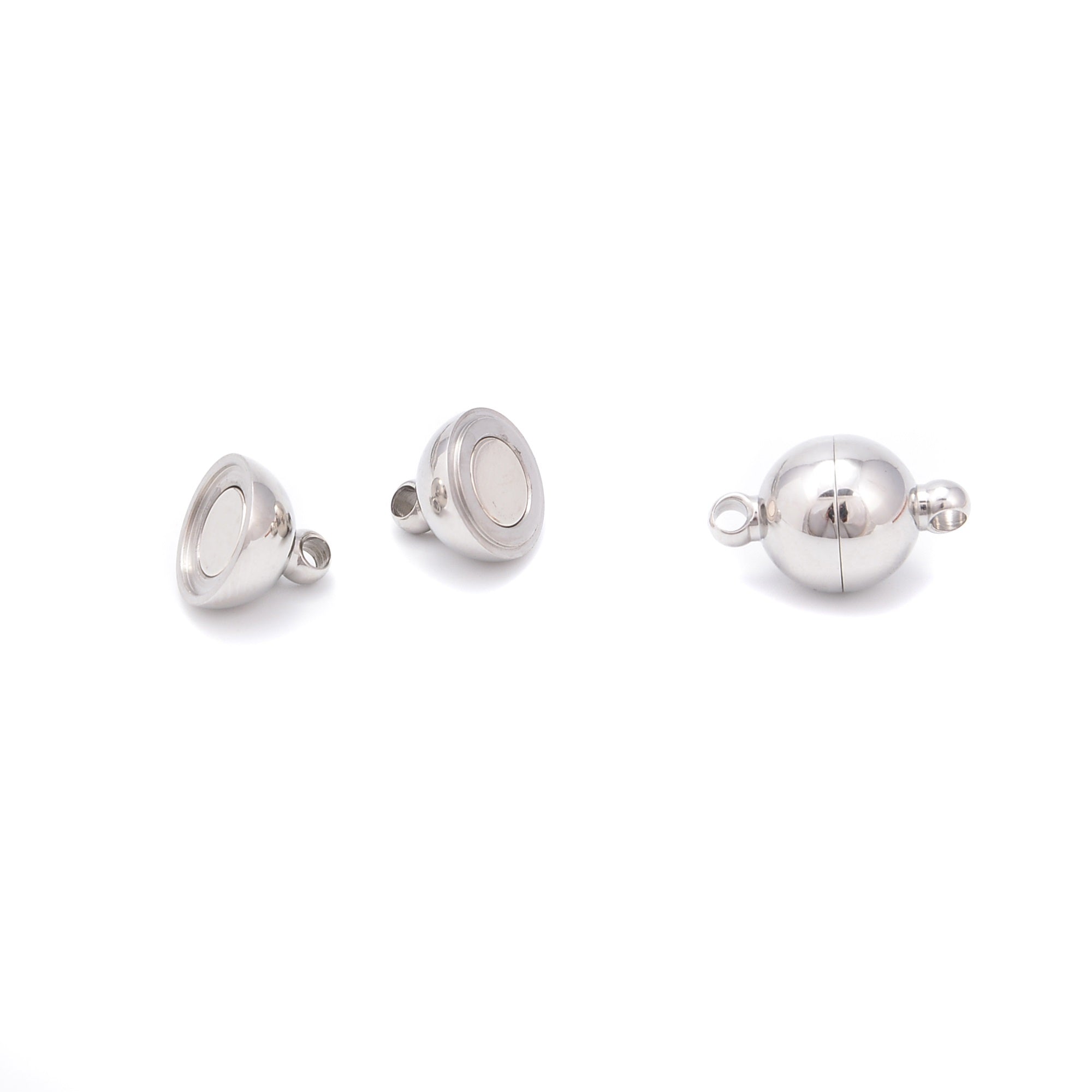Premium 304 Stainless Steel Magnetic Ball Clasp - 6mm, 8mm, 10mm, 12mm Sizes - 2 Pieces per Bag - Perfect for Jewelry Making, DIY Crafts, Bracelets & Necklaces