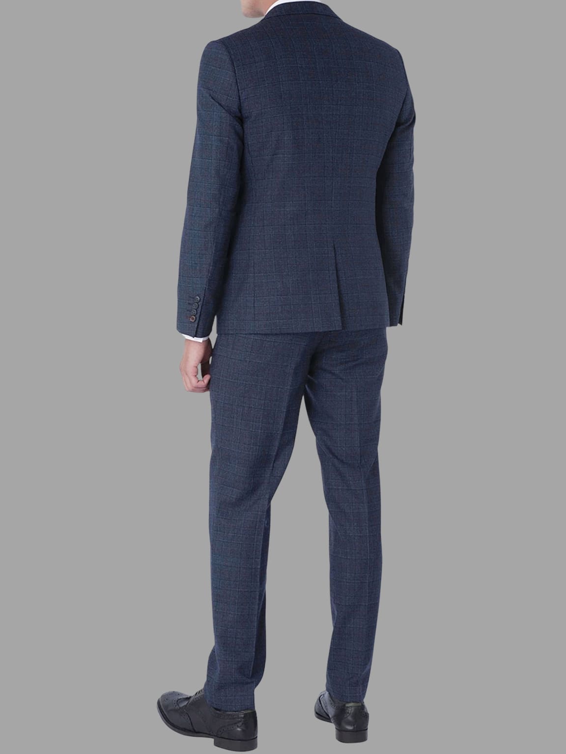 Harry Brown Finley Navy Check 3 Piece Suit for Men - Premium Wool Blend Business Formal Attire - Perfect for Weddings, Office Meetings & Special Occasions