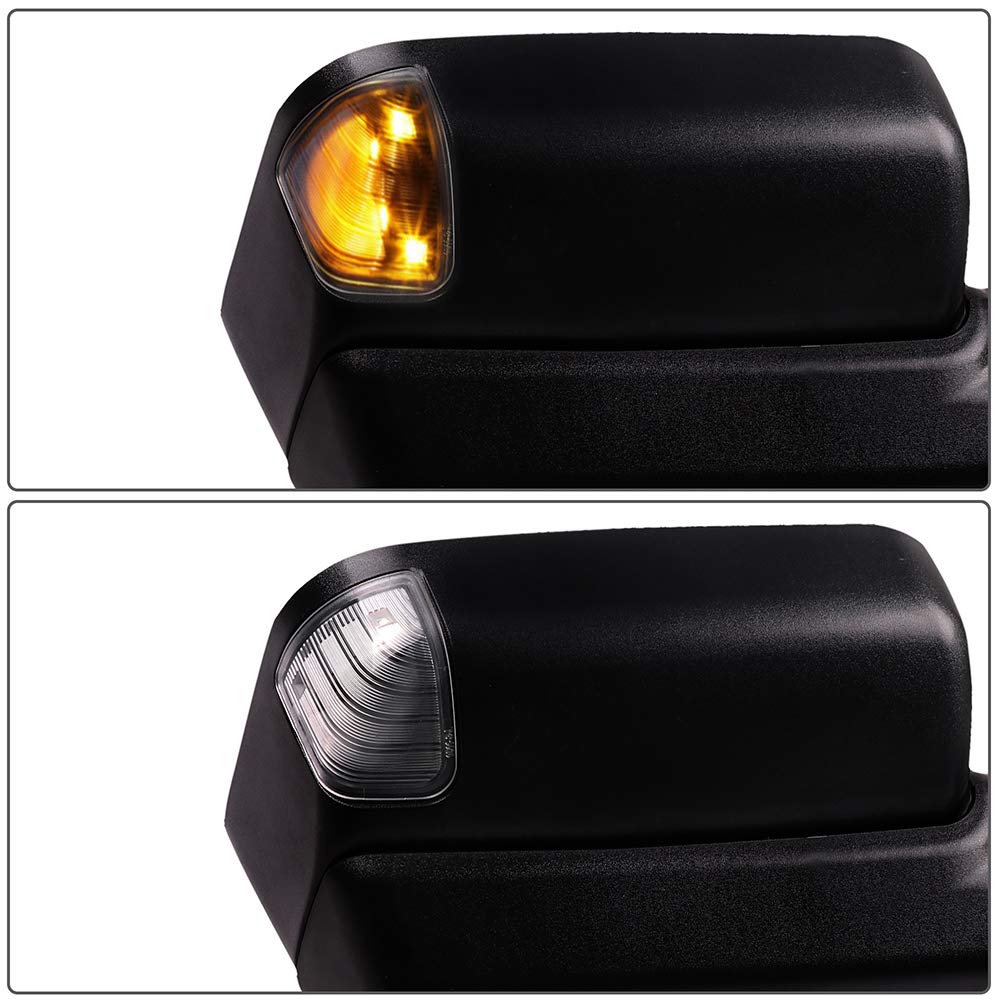 FINDAUTO Power Heated Towing Mirrors with Turn Signal & Puddle Light - Compatible with Dodge Ram 1500/2500/3500 (2010-2018) - Left & Right Side Black Mirrors for Enhanced Visibility & Safety During Night Towing