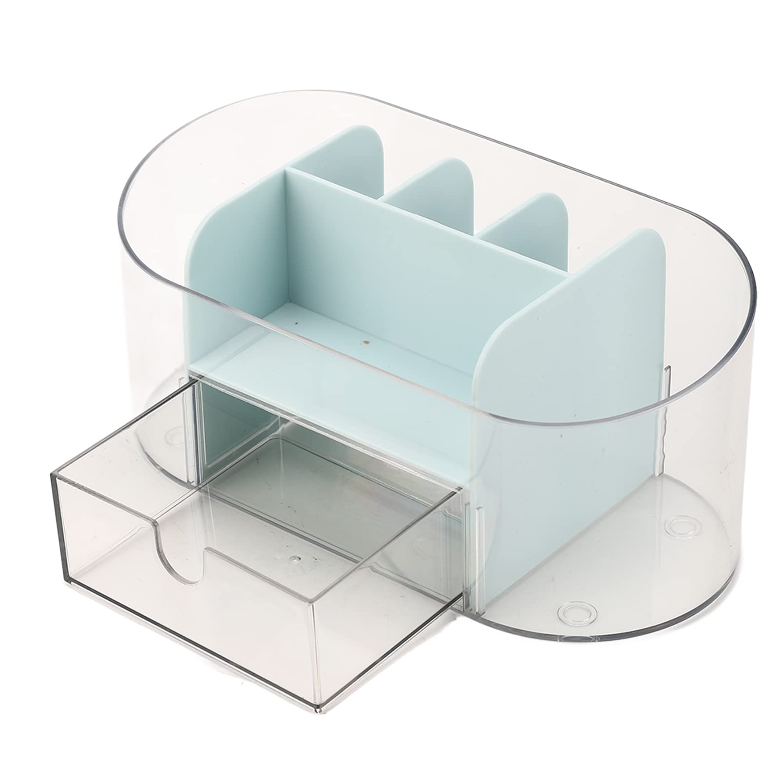 Vanity Makeup Organizer with Drawer for Perfume, Skincare, Brushes & Cosmetics - Desktop Jewelry & Makeup Storage Display Case (Blue) - Perfect for Bedroom, Bathroom & Dressing Table Organization