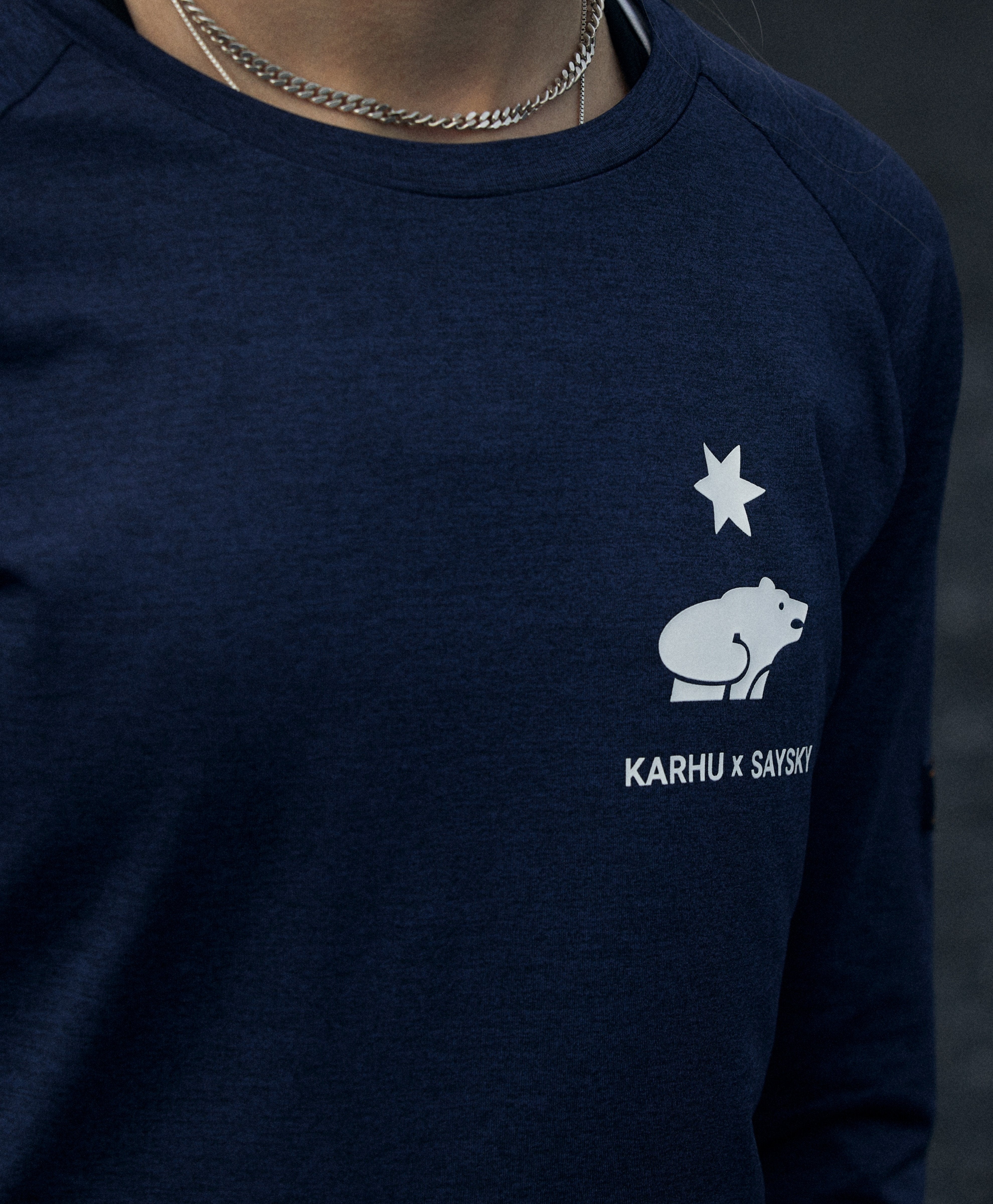 Women's Karhu x Saysky Pace Long Sleeve Running Shirt - Blue Melange | Lightweight Performance Top for Jogging & Outdoor Activities