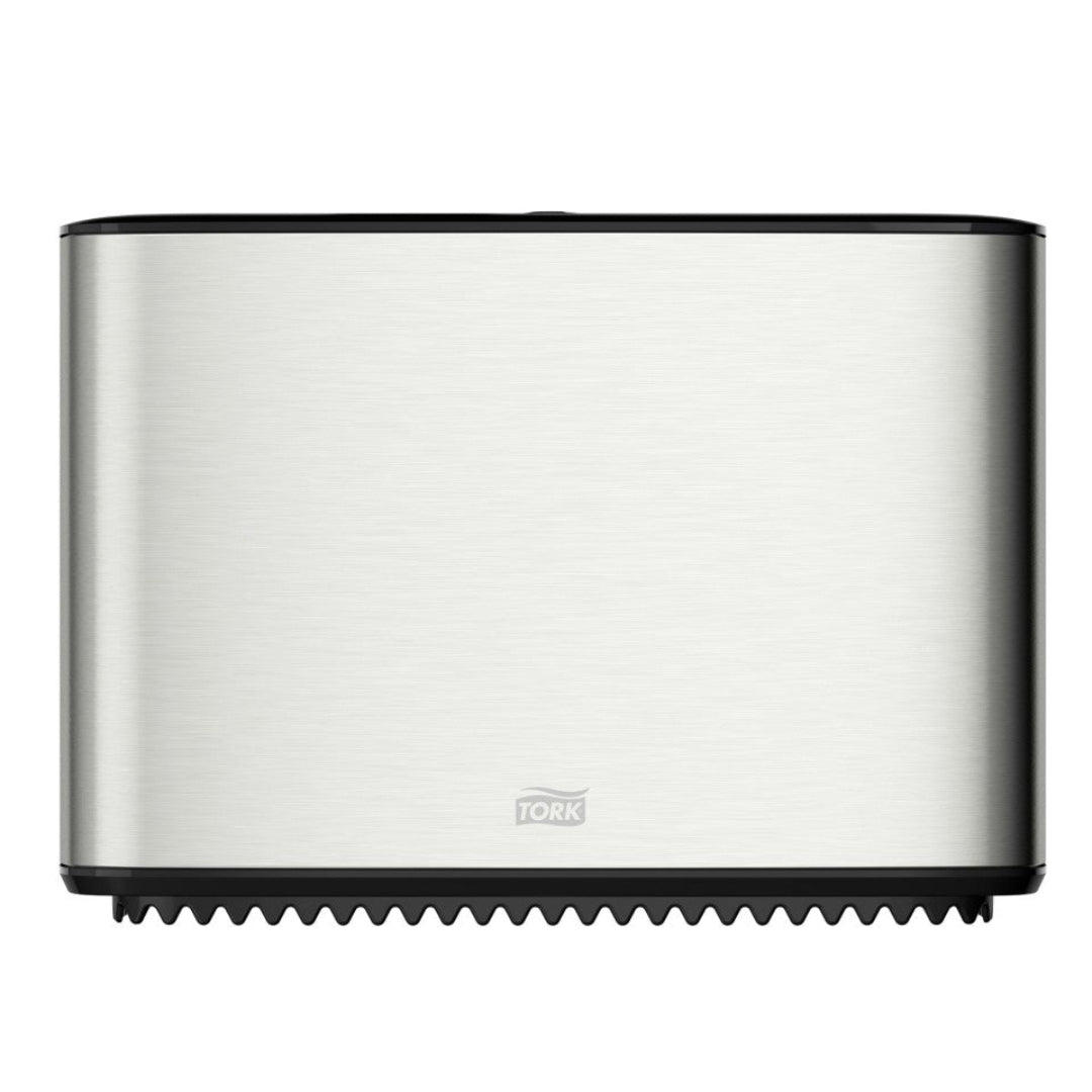 Tork T2 Mini Jumbo Toilet Paper Dispenser - Stainless Steel (Model 460006) | Commercial & Office Restroom Hygiene Solution