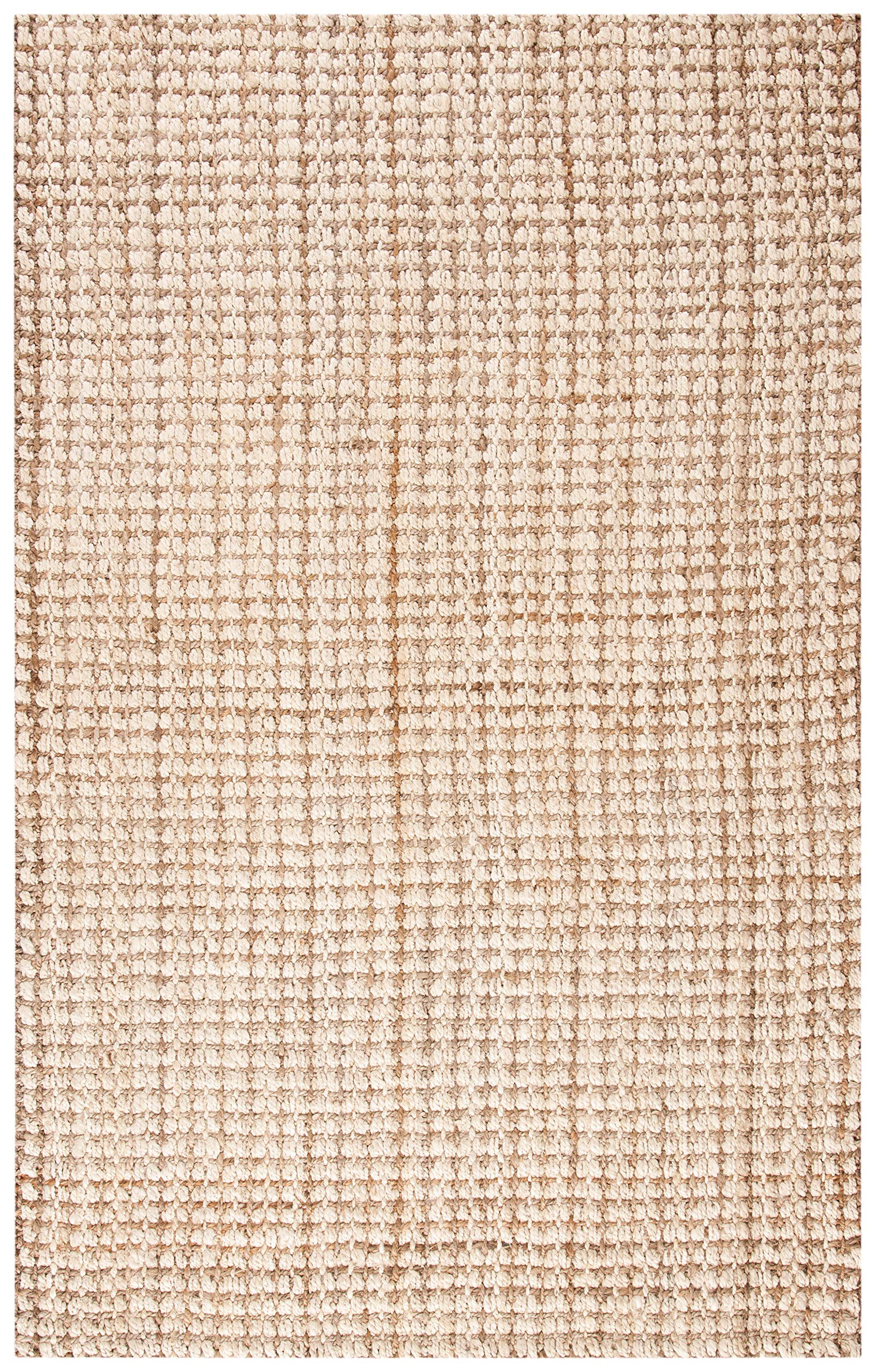SAFAVIEH Natural Fiber Collection Handmade Jute Area Rug - 6' x 9', Ivory & Natural, Rustic Farmhouse Style for Living Room, Bedroom, High Traffic Areas | Durable & Eco-Friendly Floor Decor for Home, Office, Dining Space (NF186A)