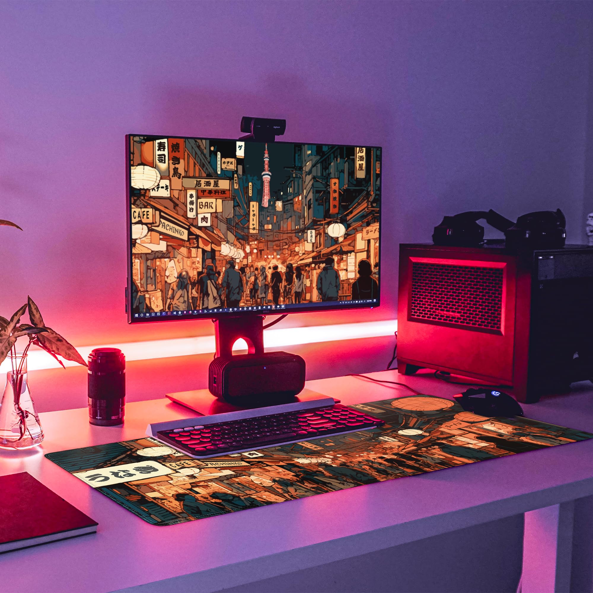 Japanese Anime Gaming Mouse Pad - Large 31.5 x 11.8 Inch Extended XL Non-Slip Desk Mat with Stitched Edges for PC, Keyboard & Mouse - Perfect for Gaming Setup, Office Work & Home Computer Use