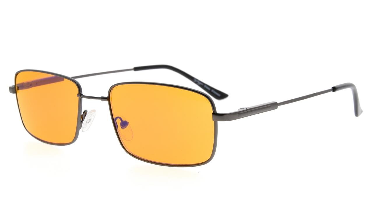 Eyekepper Anti Blue Light Glasses for Men - 97% Blue Light Blocking, Bendable Memory Titanium Frame, Dark Orange Tinted Lens (Gunmetal, +1.75 Strength) - Computer Reading Glasses for Better Sleep & Eye Protection | Ideal for Office Work, Gaming & Nighttime Screen Use