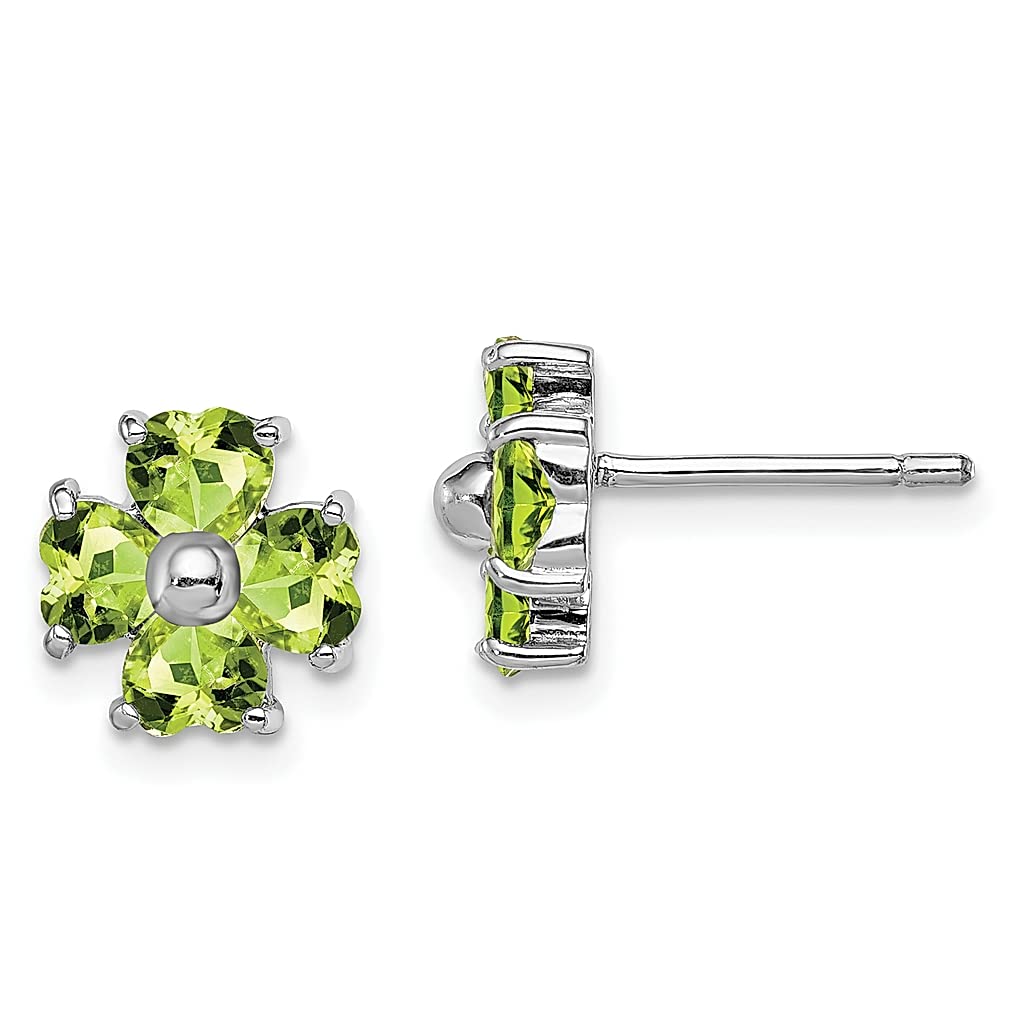 925 Sterling Silver Peridot Flower Earrings for Women - Dainty Gardening Jewelry Gift for Her - Perfect for Outdoor Events, Weddings & Everyday Wear