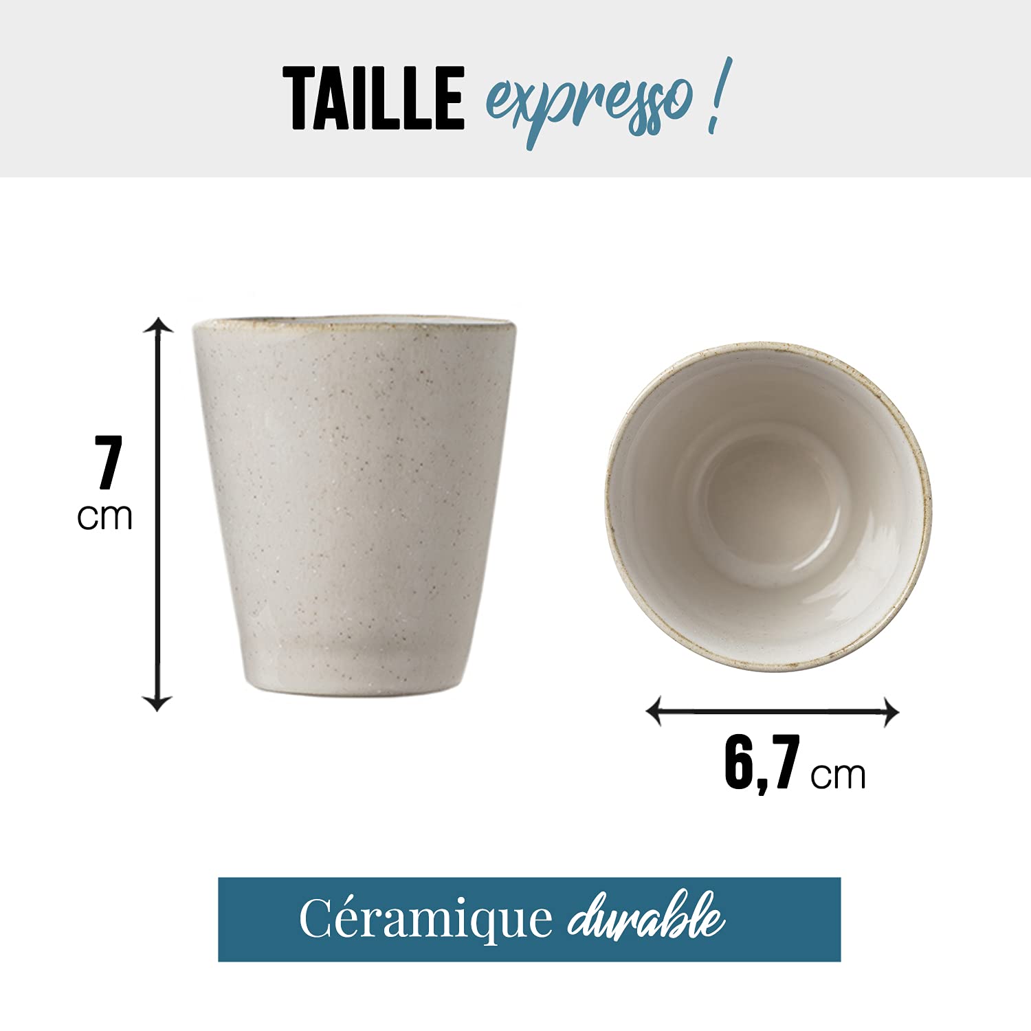 Origeens Handmade Ceramic Espresso Cup Set - 4 Pack (120ml Each) | Artisan Coffee Cups Made in Portugal | Perfect for Espresso, Cappuccino & Latte | Great Gift for Coffee Lovers & Home Baristas