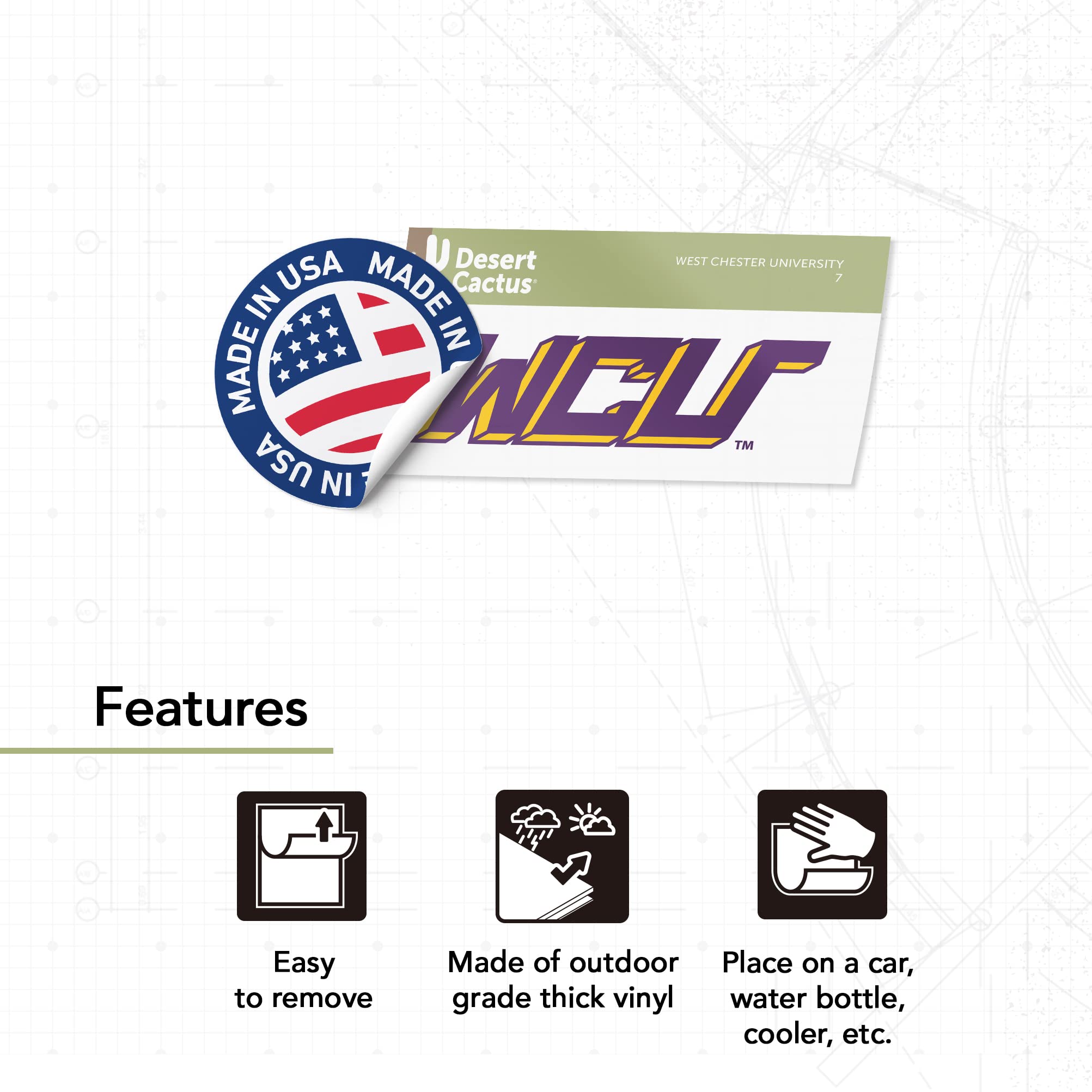 West Chester University Sticker Decal Set - 7 Pack for Laptop, Water Bottle, Car, Scrapbook | Durable Vinyl Decals for School Pride & Personalization | Perfect for Students, Alumni & Fans