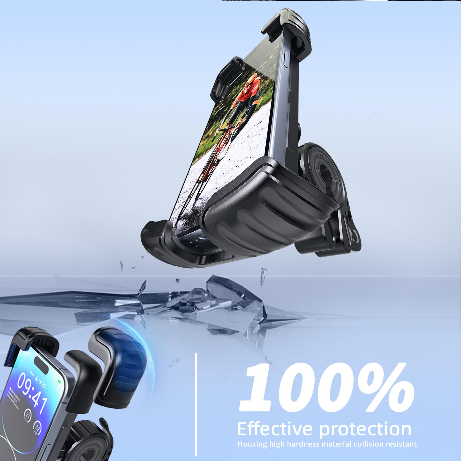 Ultra Stable Metal Bike Phone Holder - Motorcycle & Bicycle Phone Mount with Secure Grip for iPhone 15 Pro Max/Plus, Samsung Galaxy (Fits 4.7-6.8 Inch Phones) - Perfect for Cycling, Commuting & Outdoor Adventures