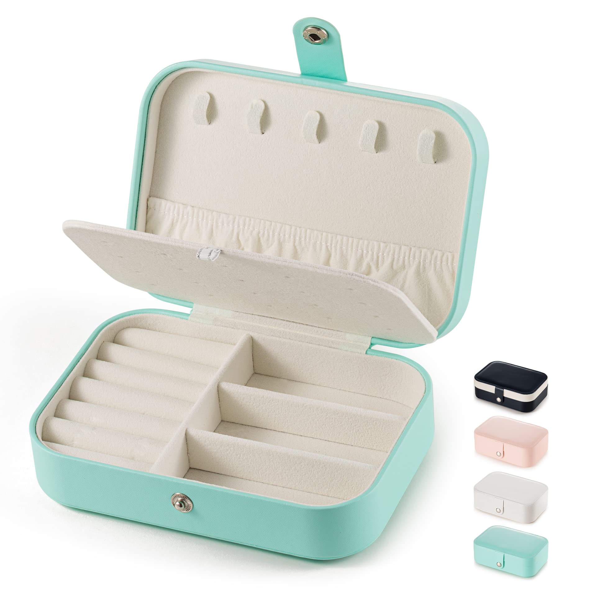 TRODANCE Small Jewelry Box - Portable PU Leather Travel Jewelry Organizer Case with Double Layer Storage for Earrings, Rings, Necklaces & Bracelets - Perfect Gift for Women, Ideal for Travel, Home & Office Use (Green)
