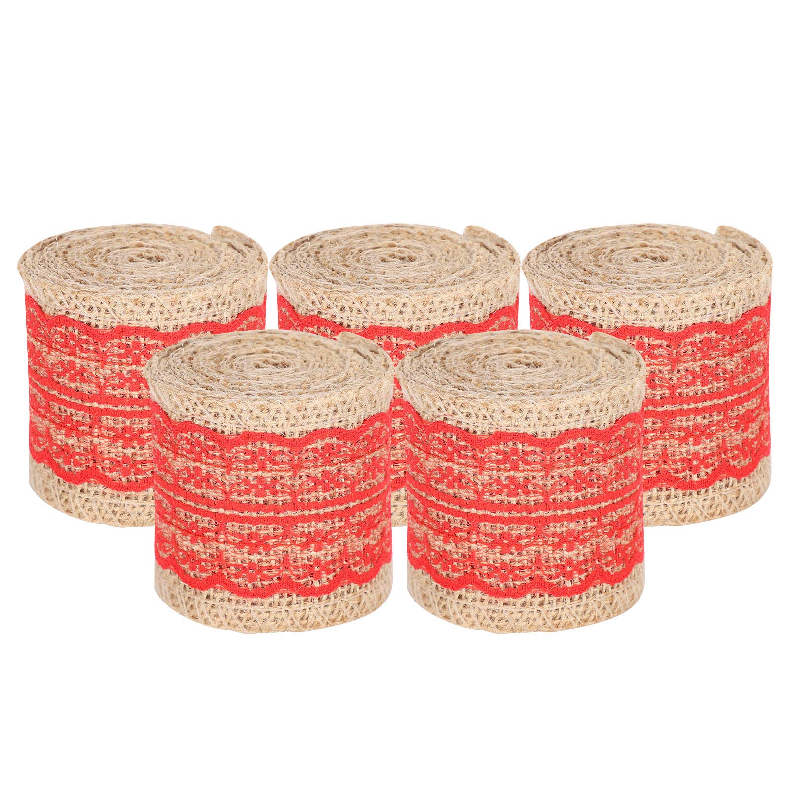 Burlap Ribbon Red - Elegant Hessian Strap for DIY Christmas Crafts, Gift Wrapping, Wedding Decor & Home Decoration