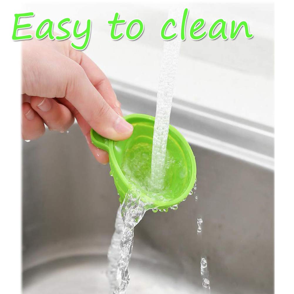 3-Pack Collapsible Silicone Kitchen Funnel Set - Food Grade, Portable for Water Bottles, Oil, Liquid & Powder Transfer (Green) | Perfect for Camping, Baking, Travel & Home Kitchen Use