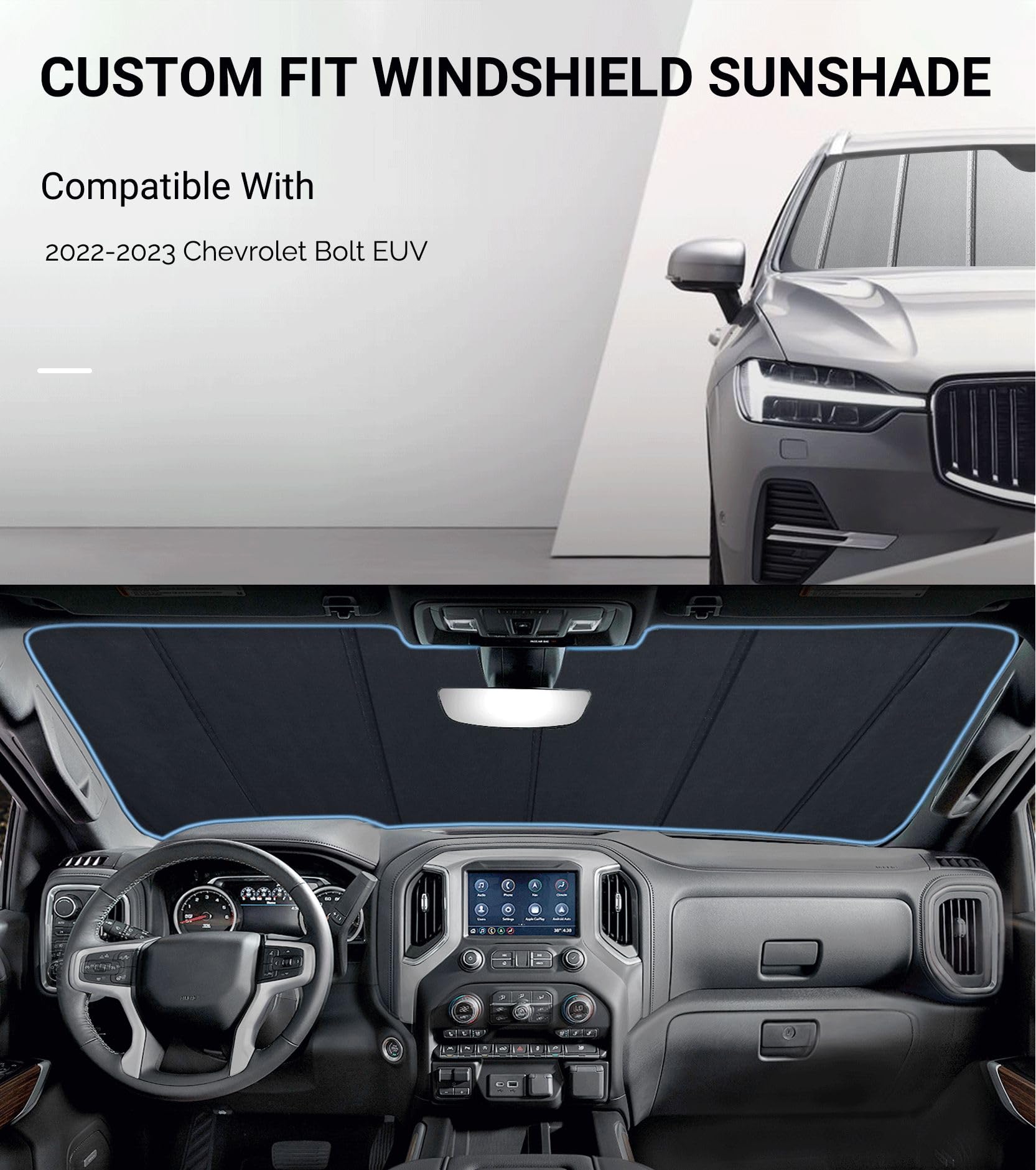 2022-2023 Chevrolet Bolt EUV Car Windshield Sun Shade - UV Protection & Heat Blocking Car Window Shades | Perfect for Summer Parking & Road Trips