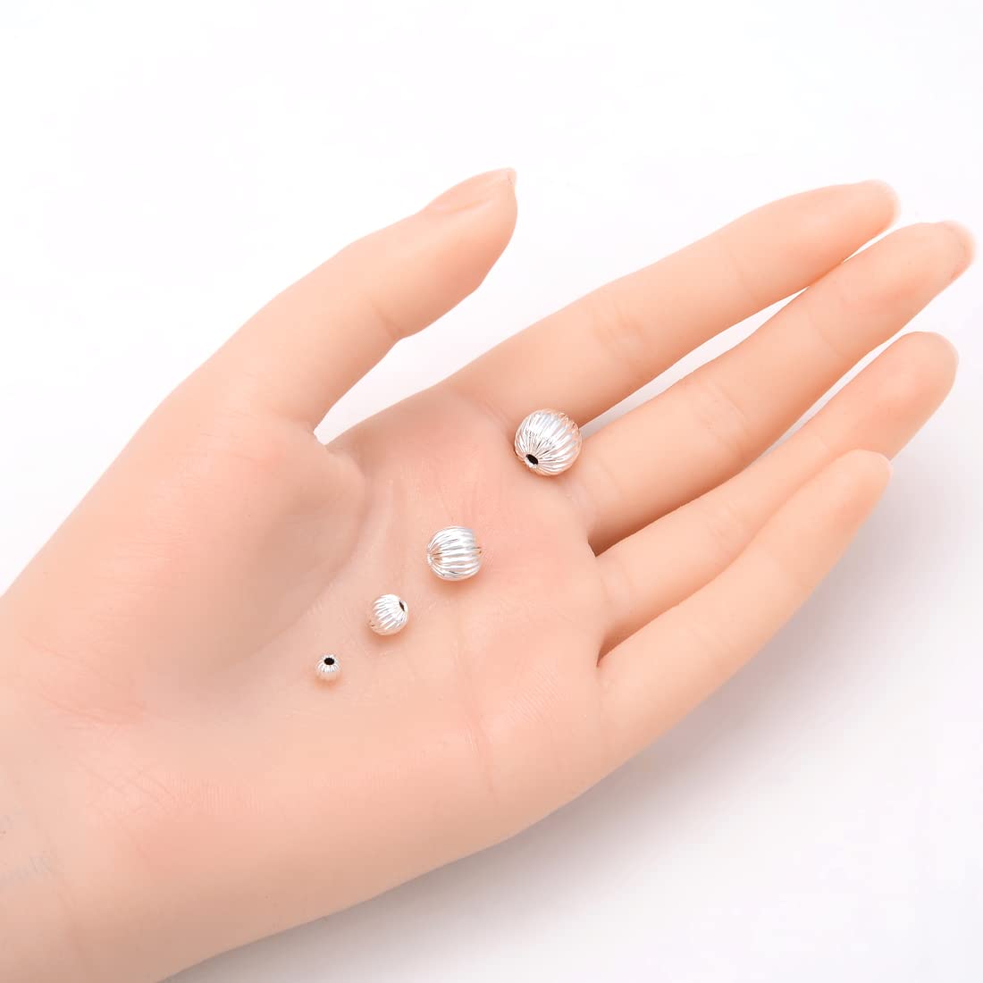 100pcs 4mm Round Spacer Beads - Sterling Silver Plated Brass Jewelry Making Supplies for DIY Bracelets, Necklaces & Craft Projects | Melon Design Tiny Loose Beads CF109-4