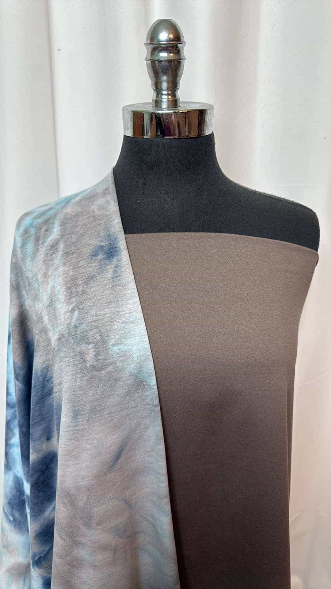 Cocoa Brown & Navy Grey Tie Dye Fabric Bundle - 1 Yard Peached Polyester & 1.5 Yards Premium Rayon Spandex - Perfect for DIY Clothing, Home Decor, and Craft Projects - A26930