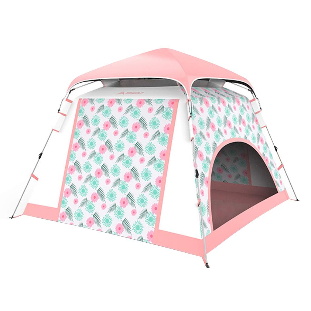 Pop-Up Camping Tent - 3-4 Person Dome Tent with Automatic Frame, Waterproof & Portable for Outdoor Adventures, Picnics & Spring Outings (Pink, 210x210x140cm) - Perfect for Family Camping, Beach Trips & Backyard Relaxation