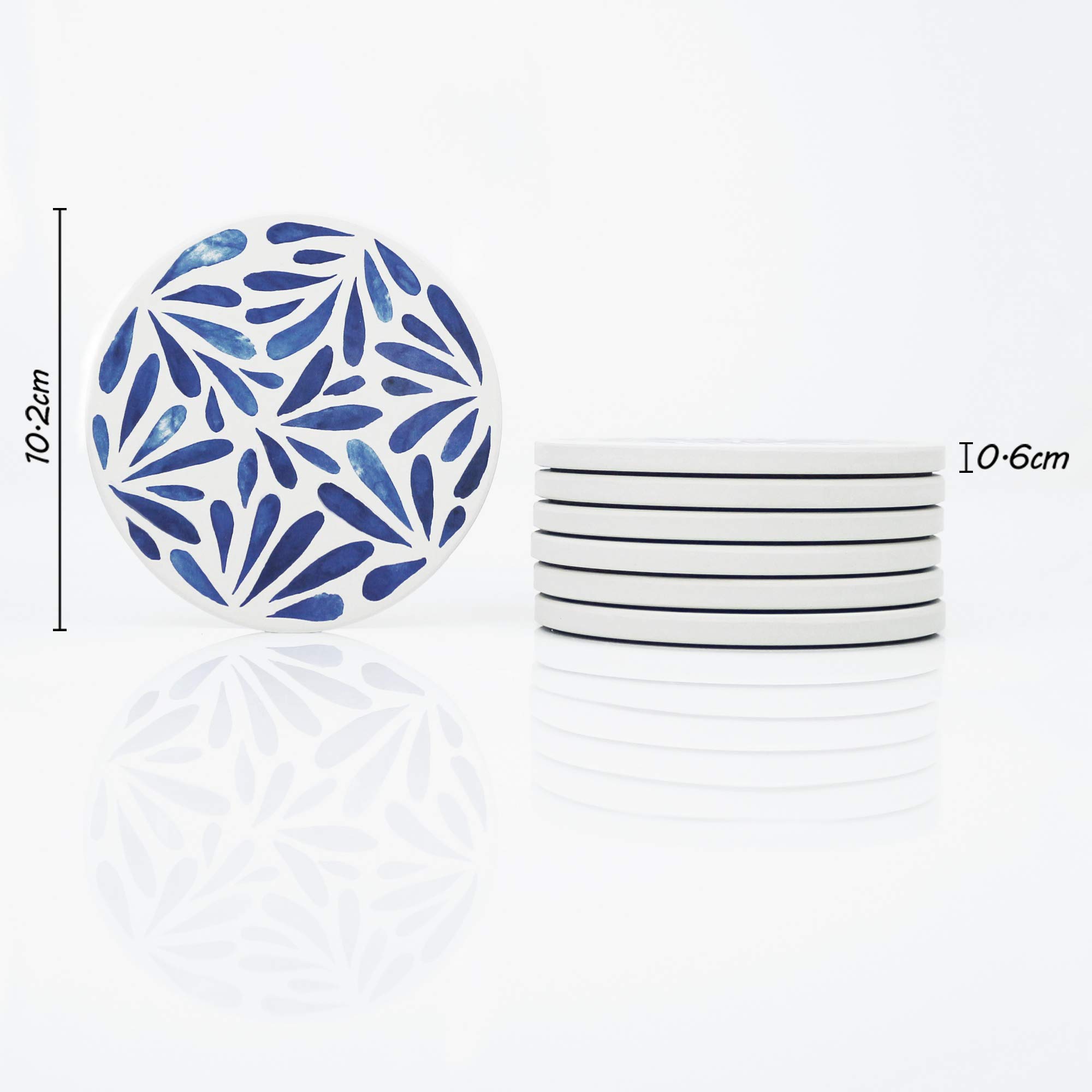 2 Pack of 6 Premium Absorbent Cup Coasters - Non-Slip Drink Pads for Coffee, Tea & Beverages - Perfect for Dining Table, Office Desk & Home Decor