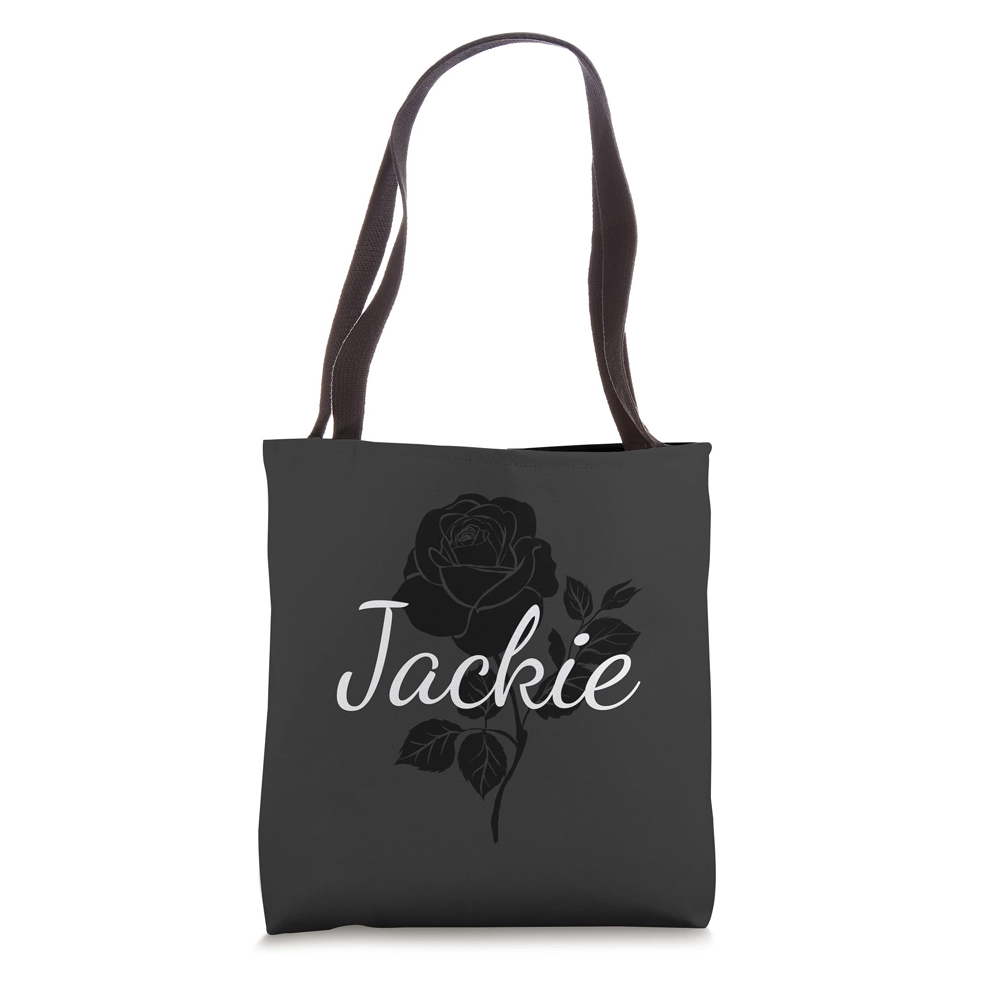 Custom Black Rose Gray Floral Personalized Tote Bag - Jackie - Unique Gift for Women, Mom, Friends - Perfect for Work, Shopping, Travel & Beach