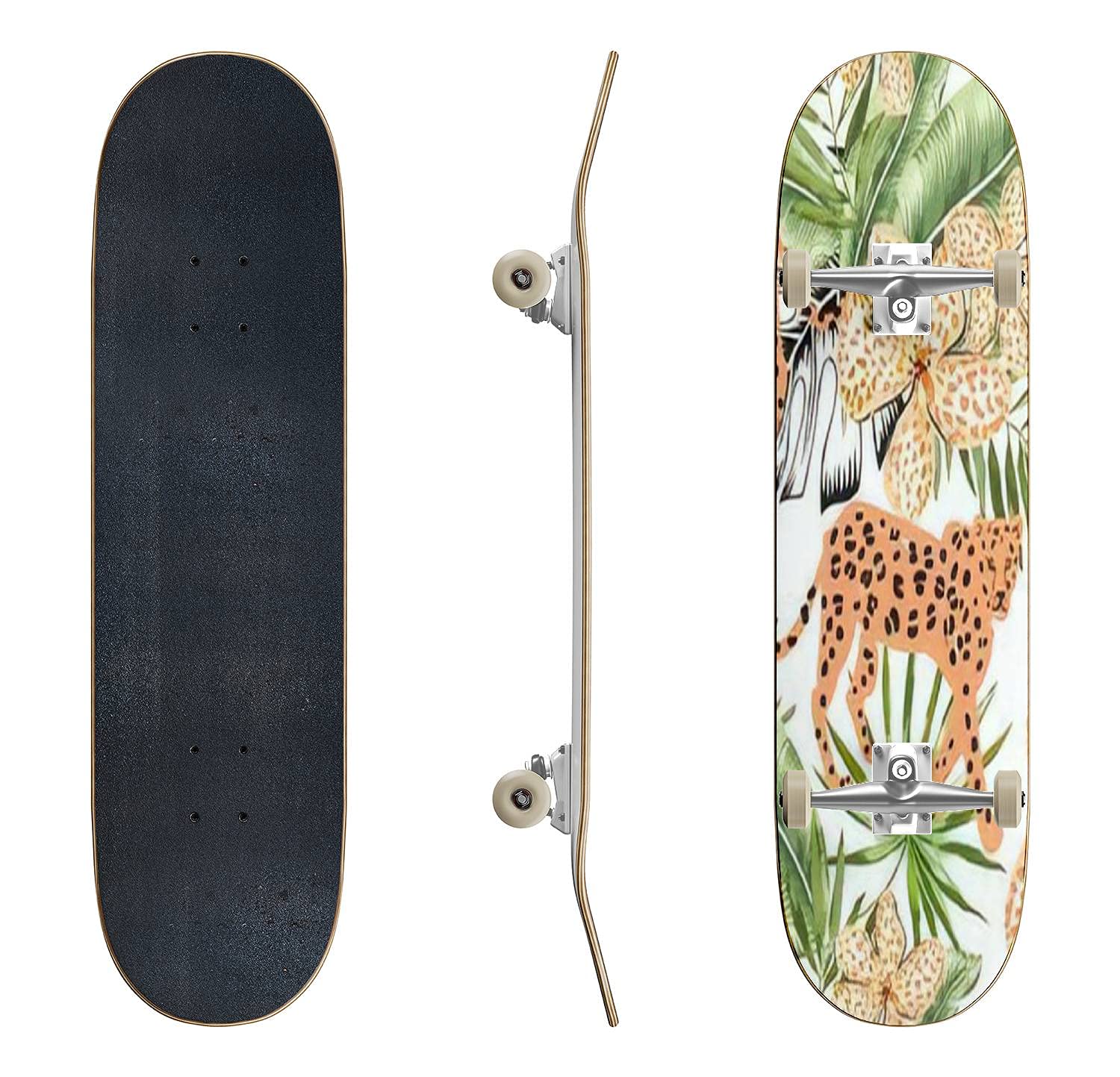 Vintage Zebra Black Seamless Pattern Skateboard - Classic Concave Longboard for Beginners & Professionals | Extreme Sports Equipment | Cool Teen Gifts for Skateboarding, Street Riding & Park Tricks