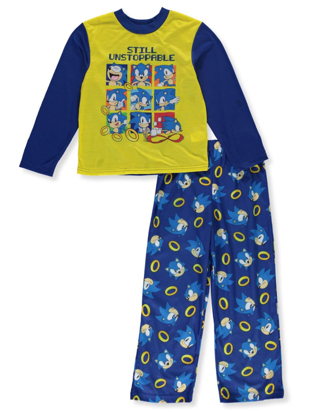 Sonic The Hedgehog Boys' 2-Piece Long Sleeve Pajama Set - Blue & Yellow Video Game Character PJS for Kids - Perfect for Sleepovers, Birthday Gifts & Cozy Nights