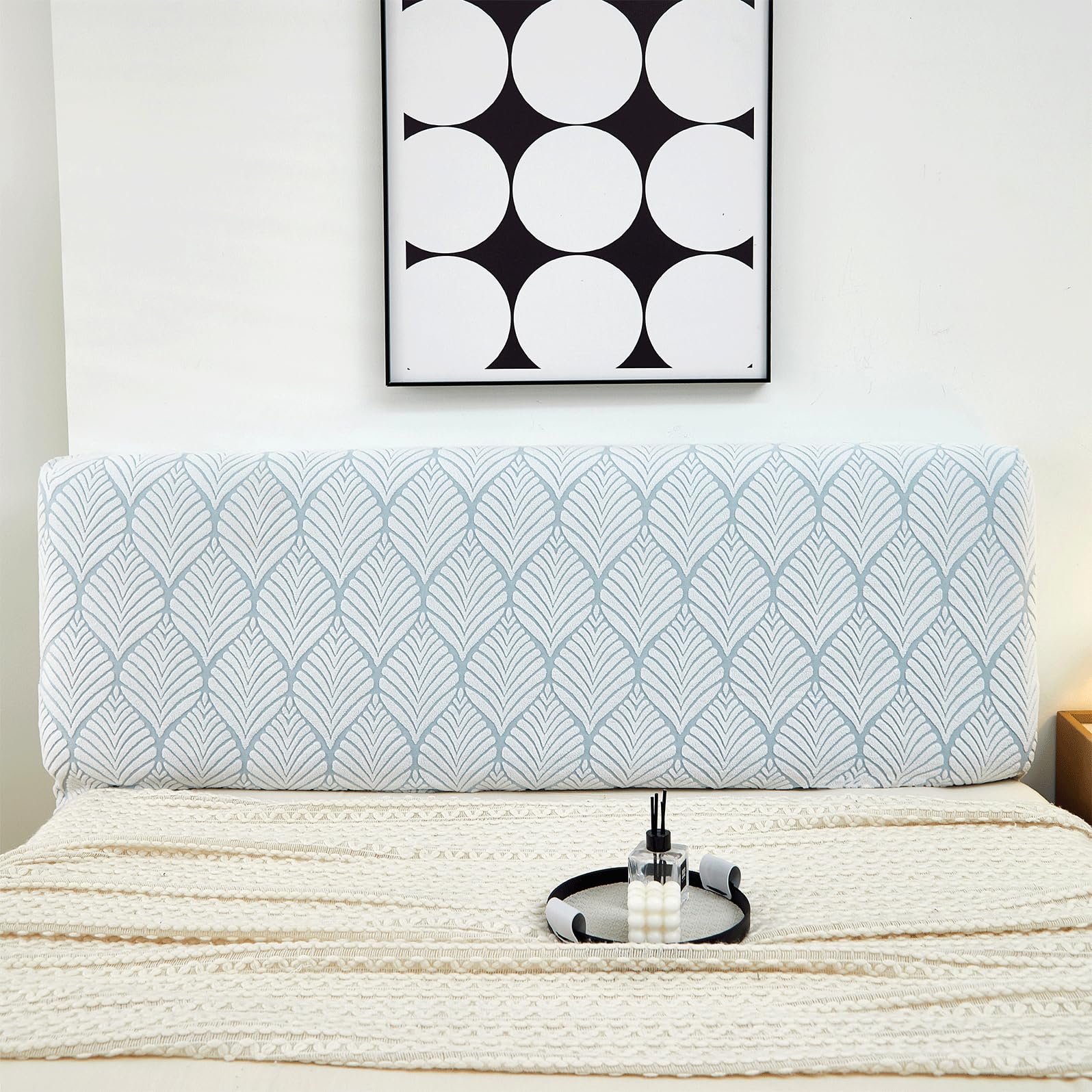 EFELIM Stretch Headboard Covers - Full, Queen, King Size Jacquard Slipcover - Dustproof Protector for Upholstered & Wood Headboards (Blue, 190-210cm/75-82.6in) - Perfect for Bedroom Makeover, Home Decor & Furniture Protection