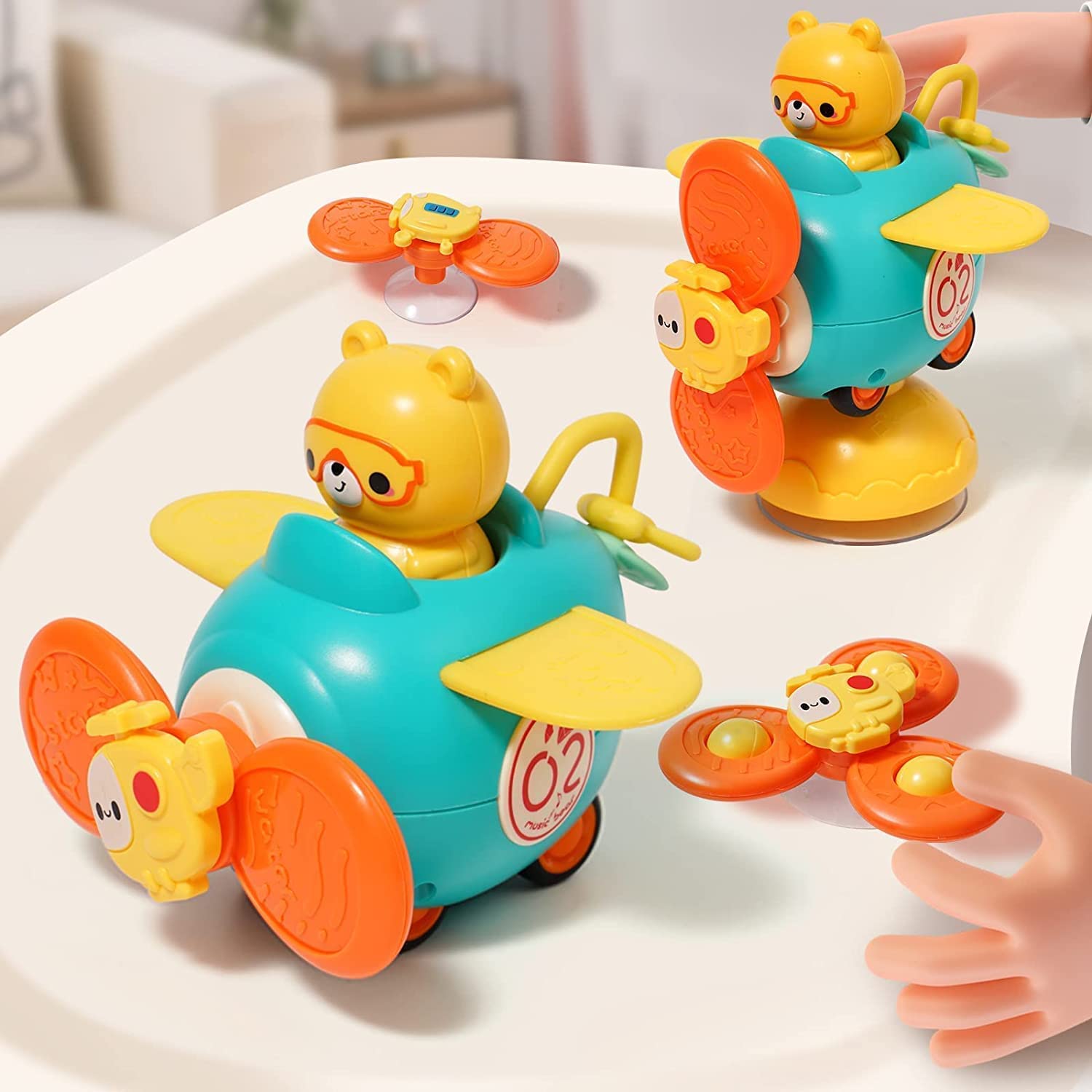 3 in 1 High Chair Toys with Suction Cups - Spinner, Teething Tray & Rattle for Babies 6-18 Months - Interactive Learning & Sensory Development Toy for Toddlers - Perfect for High Chair, Bath Time & Playtime - Ideal Baby Shower & Birthday Gift for Boys & Girls
