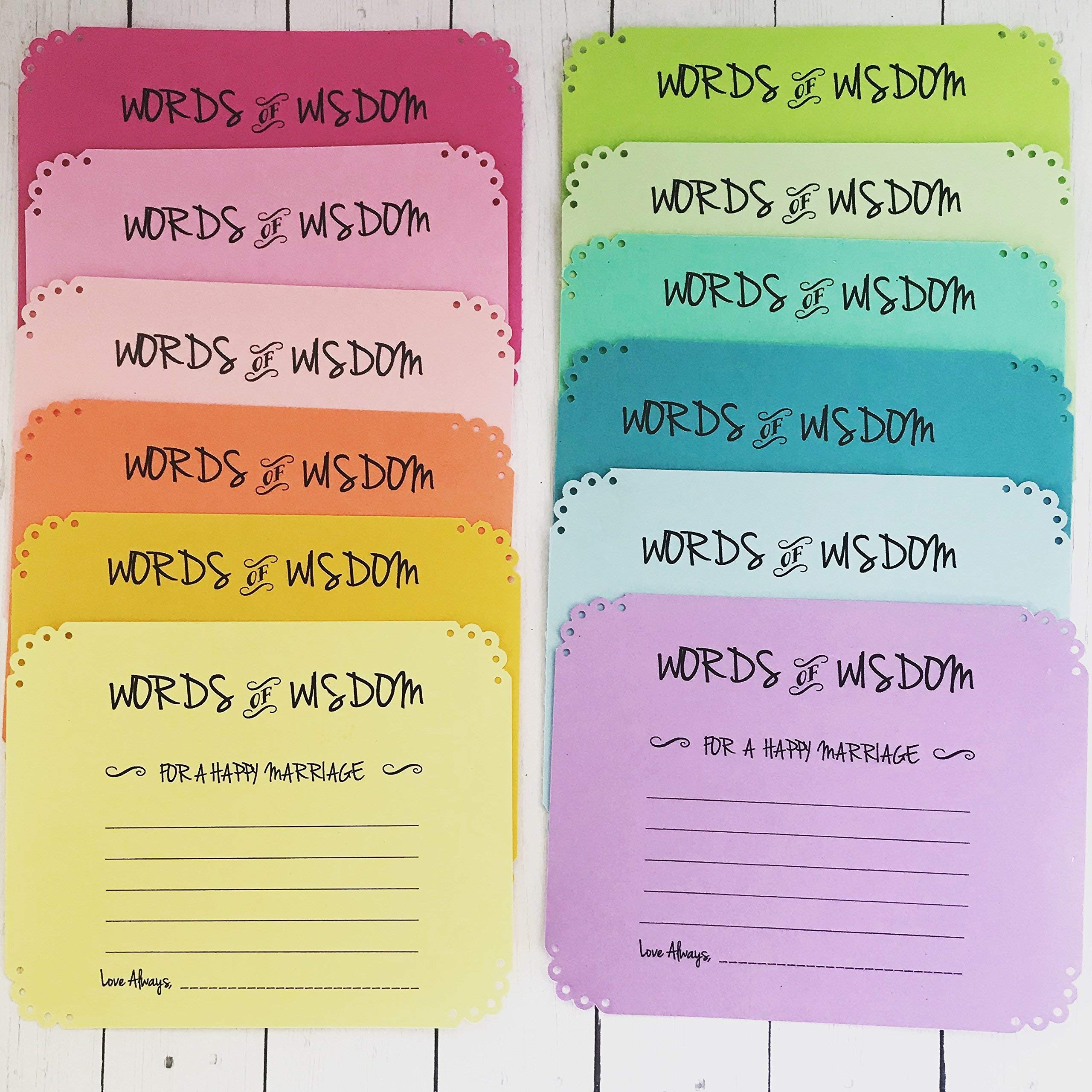 Words of Wisdom Marriage Advice Cards - Set of 20 Thoughtful Wedding & Bridal Shower Wishes for Guest Book - Perfect for Newlyweds, Couples & Anniversary Celebrations