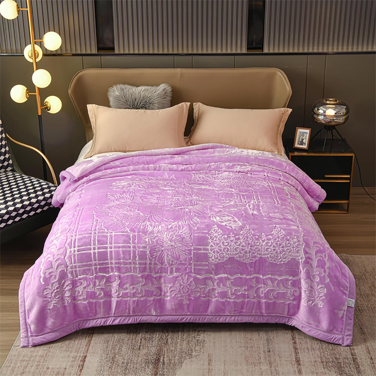 LGYKUMEG 11 Lb Heavy Korean Blanket - Queen Size 2 Ply Reversible Silky Soft Plush Warm Blanket for Autumn & Winter - Cozy for Bed, Couch, and Home Decor