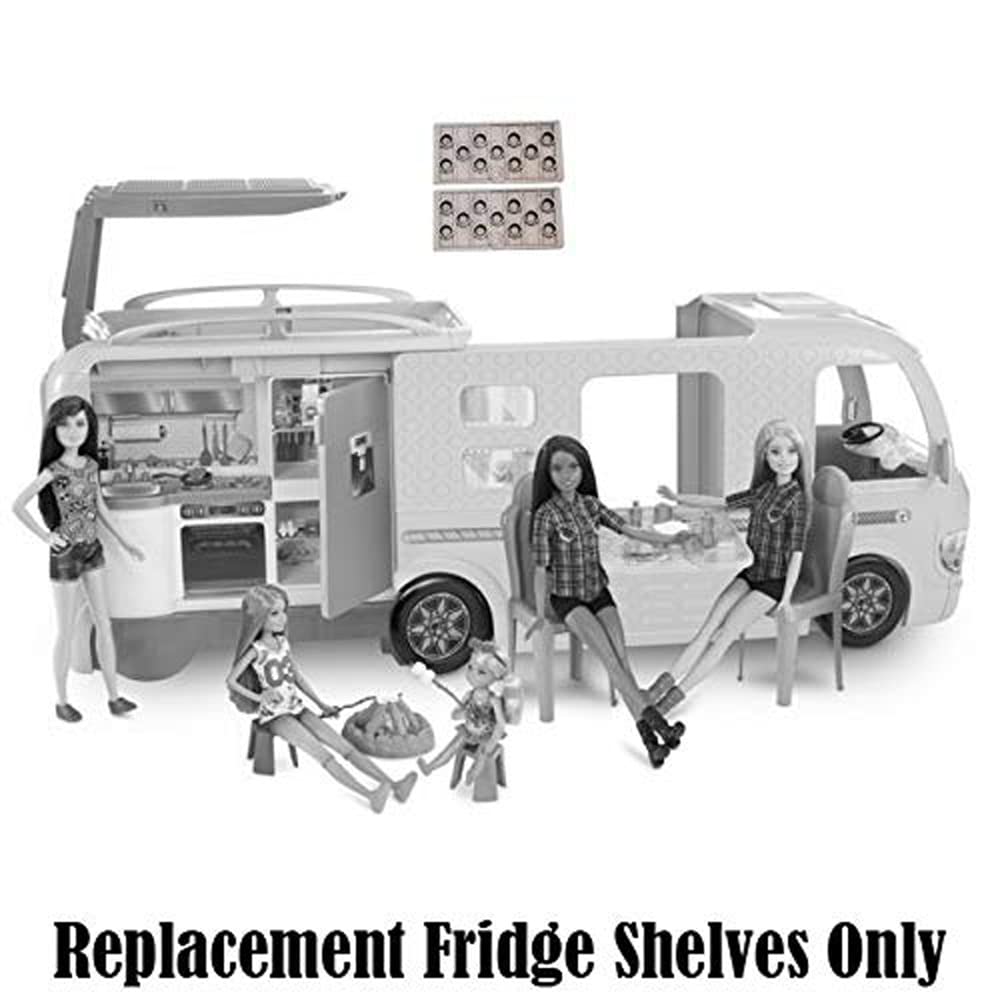 Original Barbie DreamCamper FBR34 Replacement Fridge Shelves - Compatible Parts for Dollhouse Accessories | Perfect for DIY Repairs & Toy Maintenance