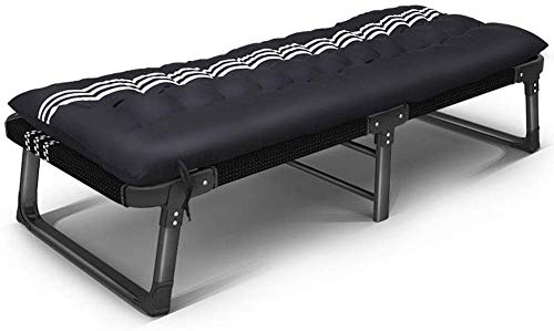 Portable Folding Camping Bed Recliner Chair - Adjustable Multifunctional Lounge Chair for Office, Home, Travel & Outdoor Use - Lightweight Single Bed with White Striped Cotton Pad - Perfect for Camping, Napping & Relaxation