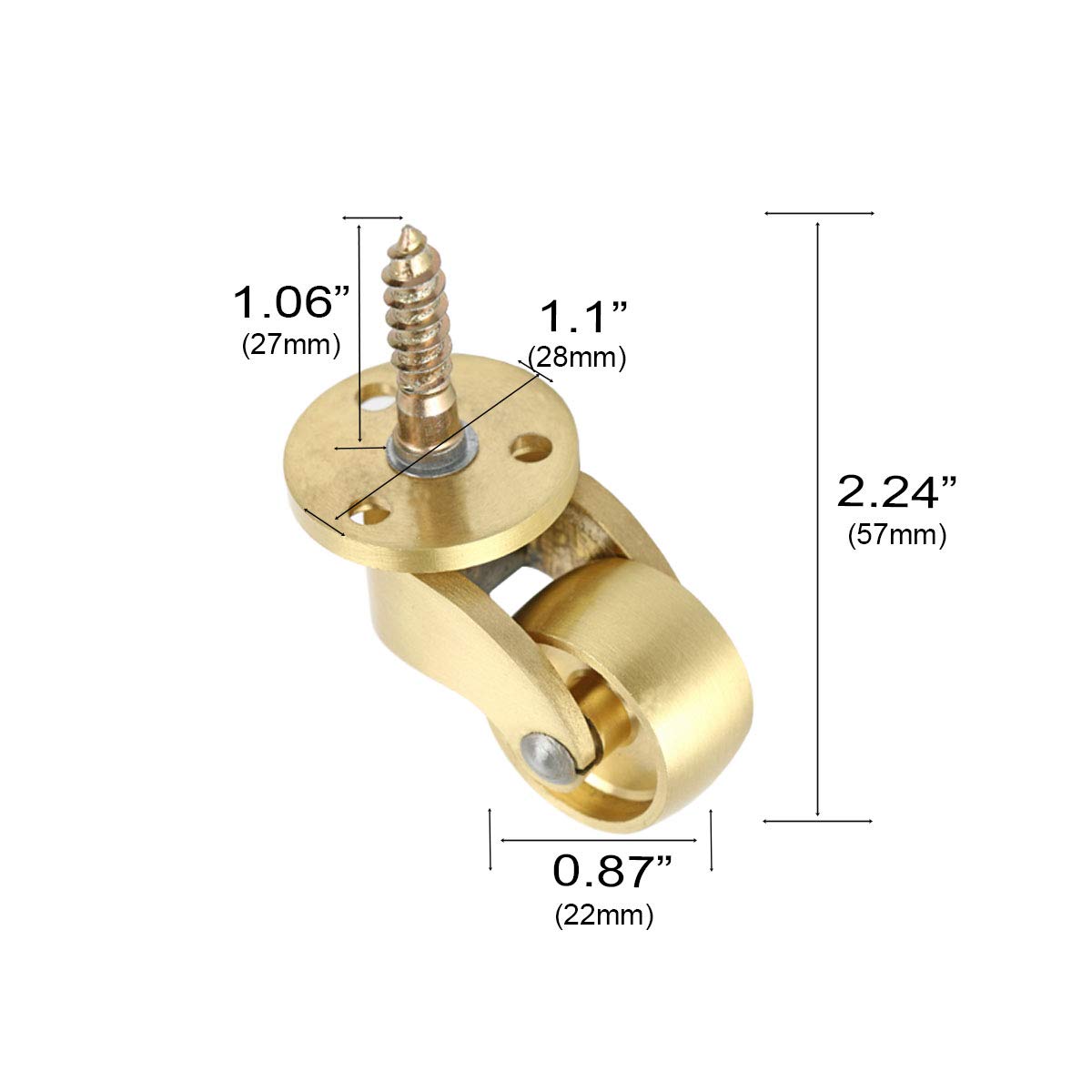 RZDEAL 4PCS Universal Caster Wheels with Brass Stem - 360 Degree Swivel Heavy Duty Casters for Furniture, Cabinets, Trunks, Sofas, Trolleys & Beds - Smooth Rolling Mobility Hardware for Home & Office Use