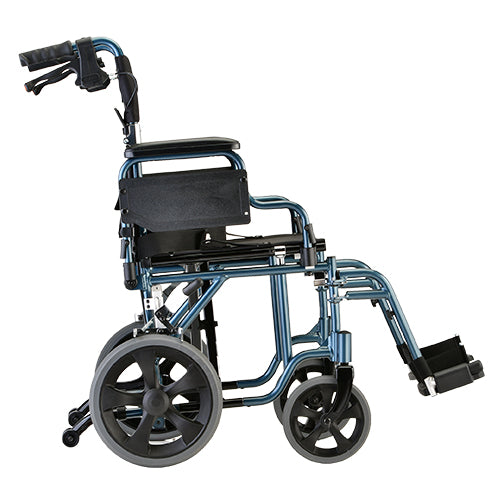 NOVA 352 Transport Wheelchair with 12 Wheels & Flip-Up Armrests - Lightweight Folding Mobility Chair for Seniors, Patients & Airport Travel - Indoor & Outdoor Use