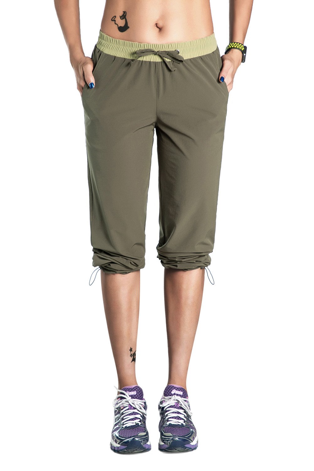 Nonwe Women's Quick-Dry Hiking Pants - Lightweight Elastic Waist Joggers with Drawstring & Pockets - Perfect for Outdoor Adventures, Camping, and Travel